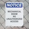 Signmission Mechanical Room No Unauthorized Access OSHA Notice Sign, Plastic, 7in W x 10in L, 2PK OS-2PACK-NS-P-710-V-15950 - alternate 3